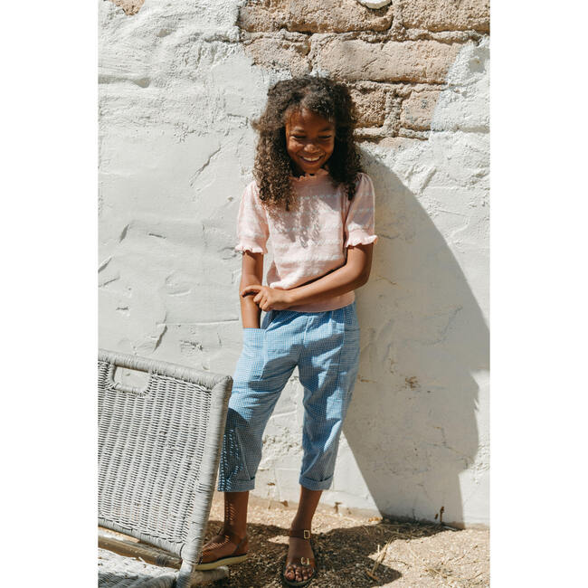 Desert Gingham Rolled Cuff Pull-On Pants, Blue - Pants - 2