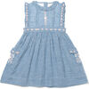 Clover Gingham Ruffle Sleeve Knee Length Dress, Blue - Dresses - 1 - thumbnail