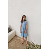 Clover Gingham Ruffle Sleeve Knee Length Dress, Blue - Dresses - 2