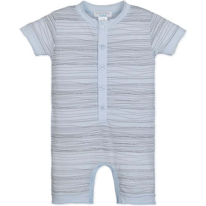 Henley Romper, Stripes on Baby Blue - Rompers - 1