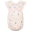 Ruched Bubble, Rabbit Hole Floral on White - Rompers - 1 - thumbnail
