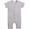 Henley Romper, Solid Grey - Rompers - 2