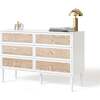 Savannah Doublewide 6-Drawer Honeycomb Pull Dresser, Heavy White And Cerused Oak - Dressers - 1 - thumbnail