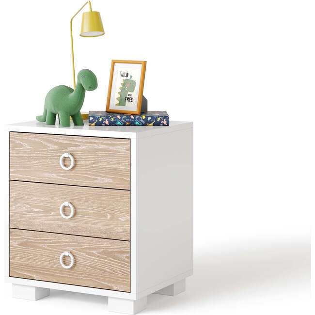 Cabana Ring Pull Nightstand, Heavy White And Cerused Oak - Nightstands - 1