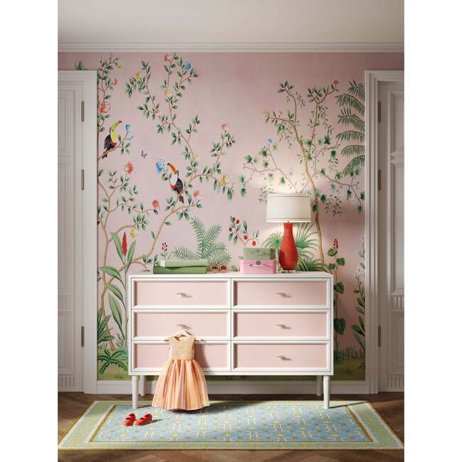 Savannah Doublewide 6-Drawer Honeycomb Pull Dresser, White Maple