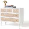 Savannah 5-Drawer Honeycomb Pull Dresser, Heavy White And Cerused Oak - Dressers - 1 - thumbnail