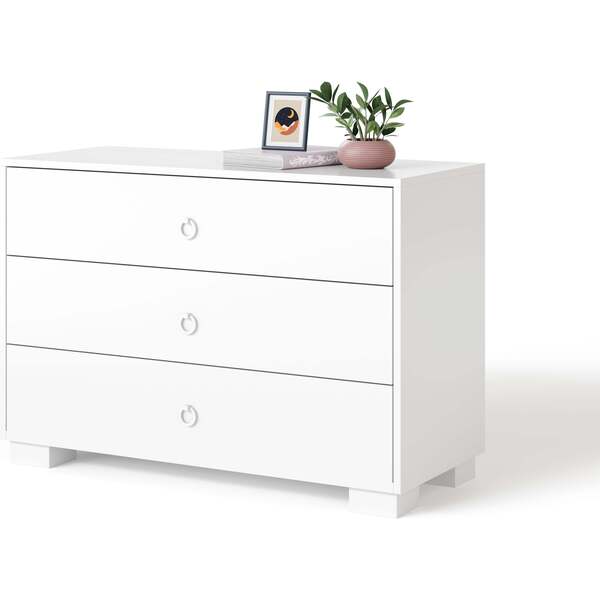 Cabana 3Drawer Ring Pull Dresser, White Maple ducduc Dressers
