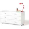 Austin Doublewide 6-Drawer Block Pull Dresser, White Maple - Dressers - 1 - thumbnail