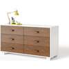 Austin Doublewide 6-Drawer Block Pull Dresser, Natural Walnut - Dressers - 1 - thumbnail