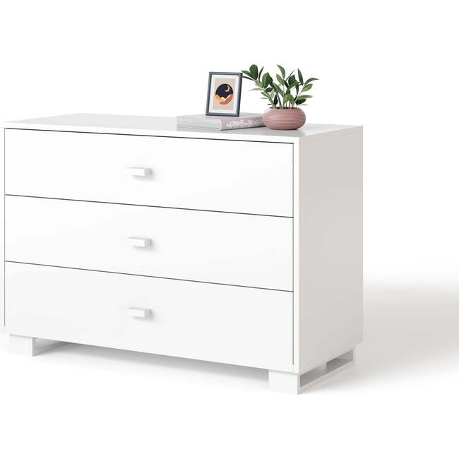 Austin 3-Drawer Block Pull Dresser, White Maple