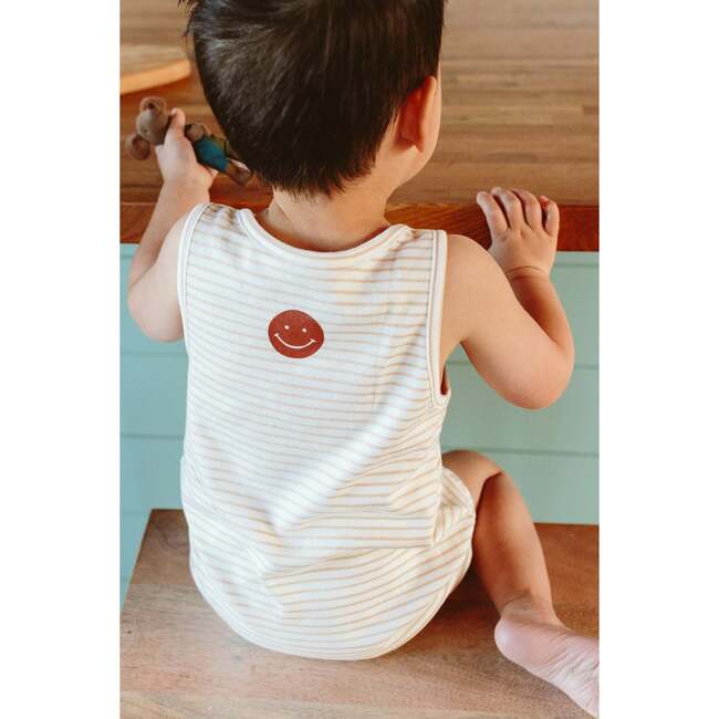 Viscose from Bamboo Organic Cotton Sleeveless Romper, Happy Stripe - Rompers - 3