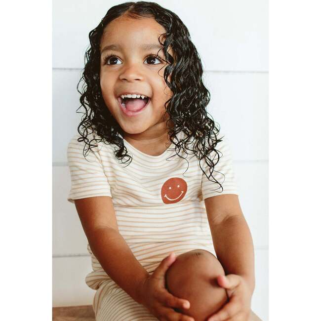 Viscose from Bamboo Organic Cotton Toddler Biker Set, Happy Stripe - Mixed Apparel Set - 3