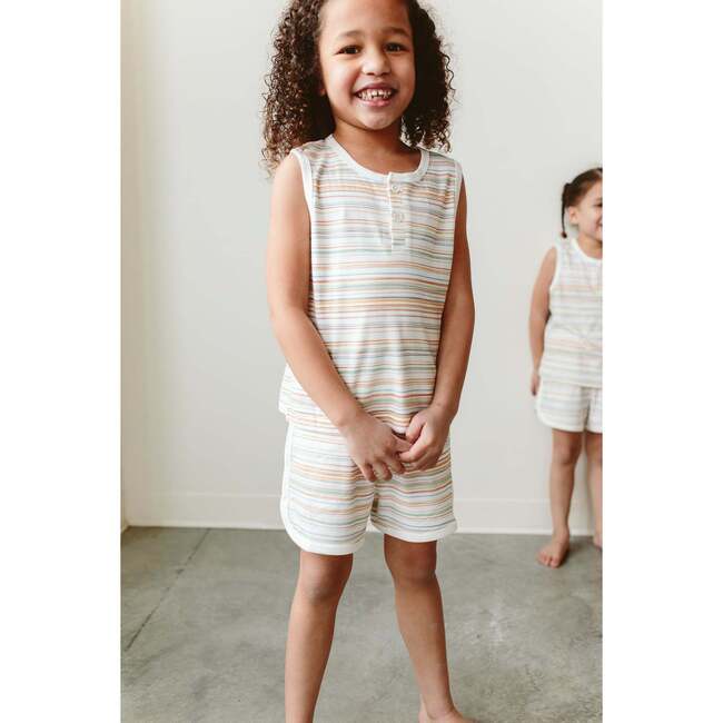 Viscose from Bamboo Organic Cotton Kids Shorts, Boardwalk Stripe - Shorts - 4