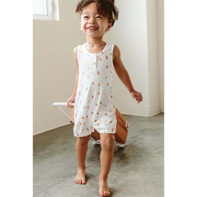 Viscose from Bamboo Organic Cotton Sleeveless Romper, Citrus - Rompers - 2