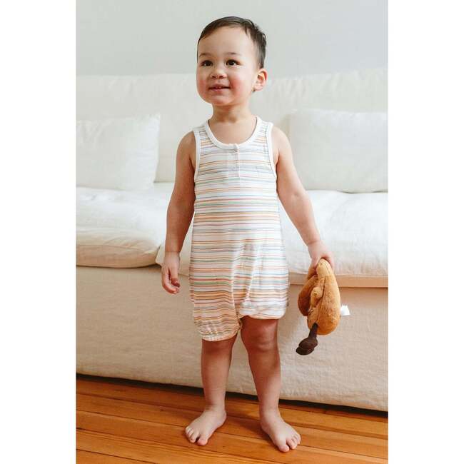 Viscose from Bamboo Organic Cotton Sleeveless Romper, Boardwalk Stripe - Rompers - 5