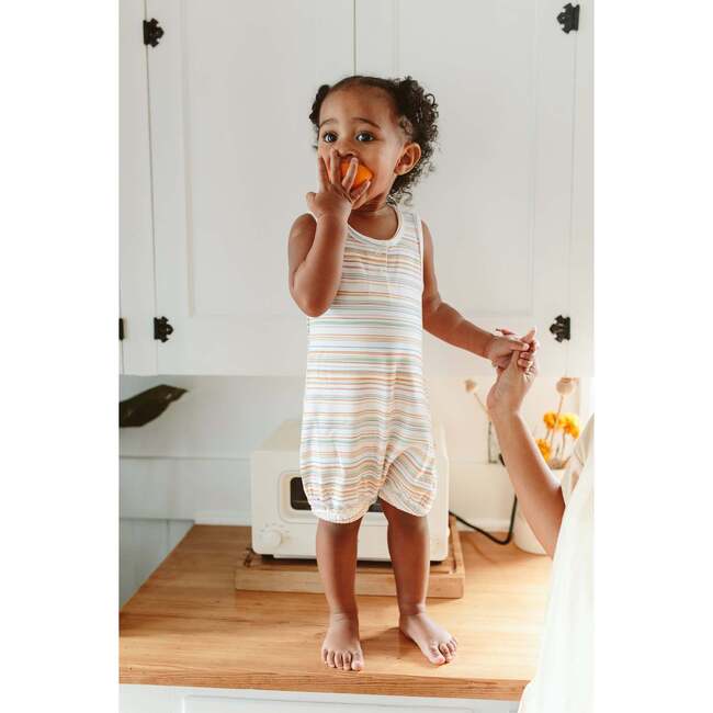 Viscose from Bamboo Organic Cotton Sleeveless Romper, Boardwalk Stripe - Rompers - 6