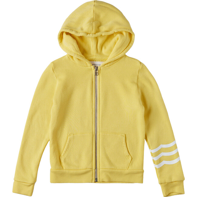 Waves Zipper Full Sleeve Hoodie, Lemon Yellow