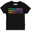 Rainbow Waves Crew Neck Tee, Black - Tees - 1 - thumbnail