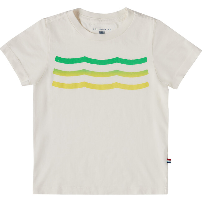 Lime Waves Crew Neck Shirt, White