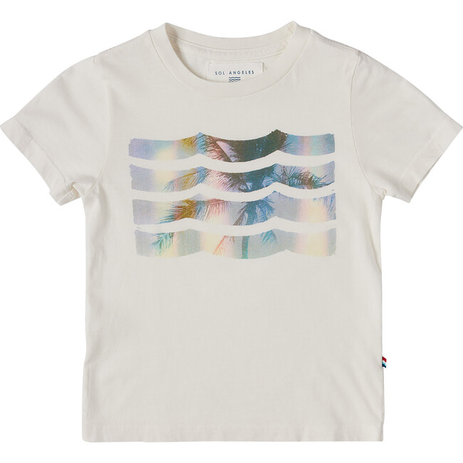 Faded Palms Waves Crew Neck T-Shirt, D White