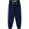 Stripe Track Drawstring Jogger Pant, Indigo - Sweatpants - 1 - thumbnail