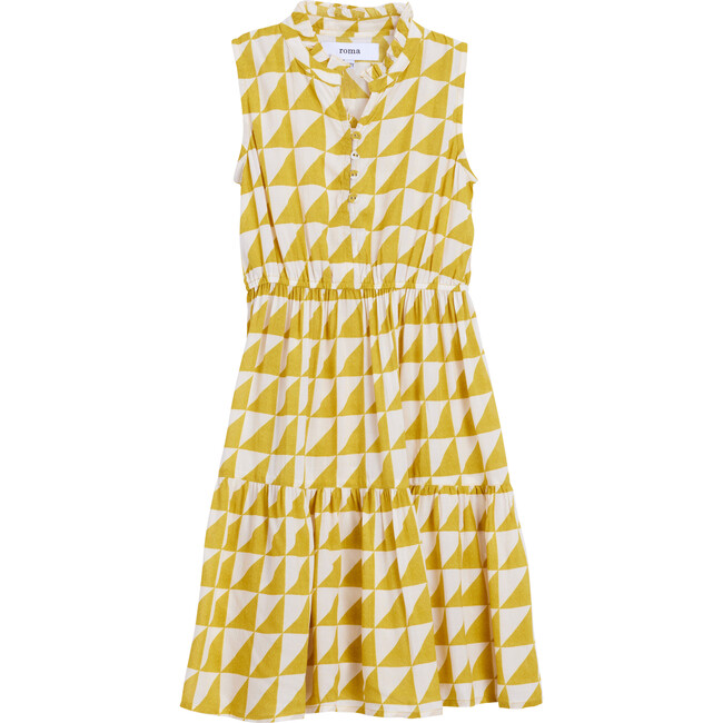 Sienna Kids Dress, Yellow Squares Print