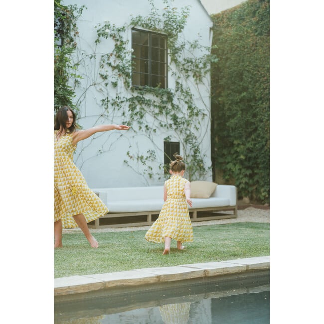 Sienna Kids Dress, Yellow Squares Print - Dresses - 5