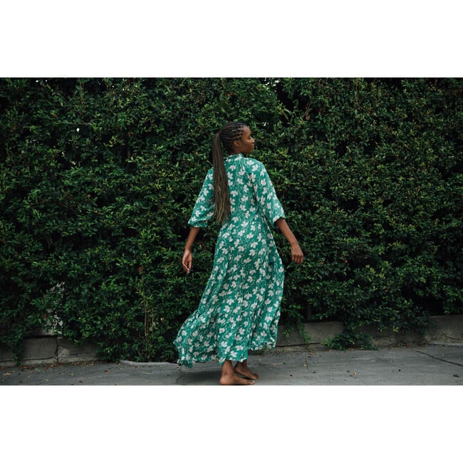 Women's Sienna Maxi Emerald Green Flowers Print - Dresses - 4