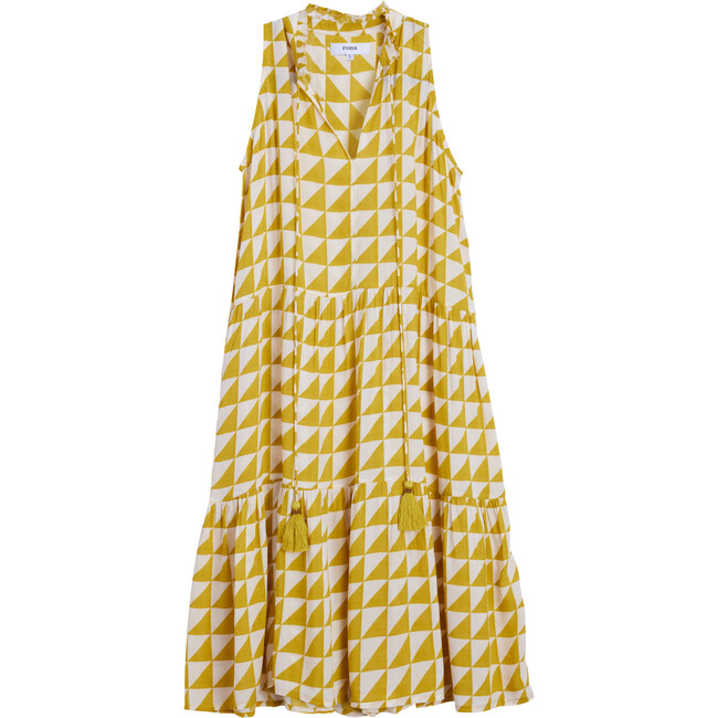 Women's Sienna Tank Midi Dress, Yellow Squares