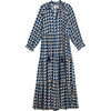 Women's Sienna Maxi Blue Squares Print - Dresses - 1 - thumbnail