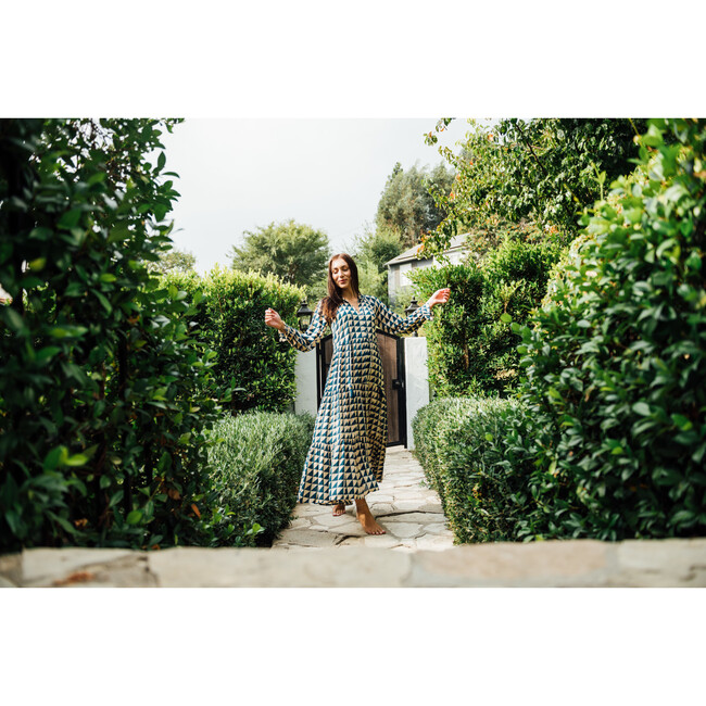 Women's Sienna Maxi Blue Squares Print - Dresses - 6