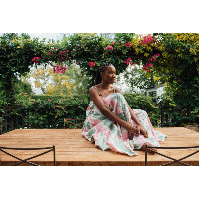 Women's Rio Dress, Pink And Green Jaquard - Dresses - 5