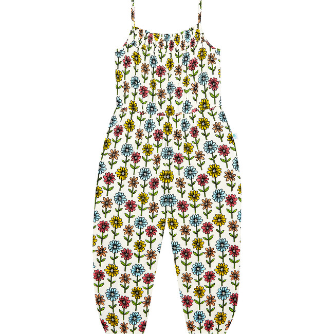 Maya Lynn Smocked Spaghetti Jumpsuit, Beige - Rompers - 1