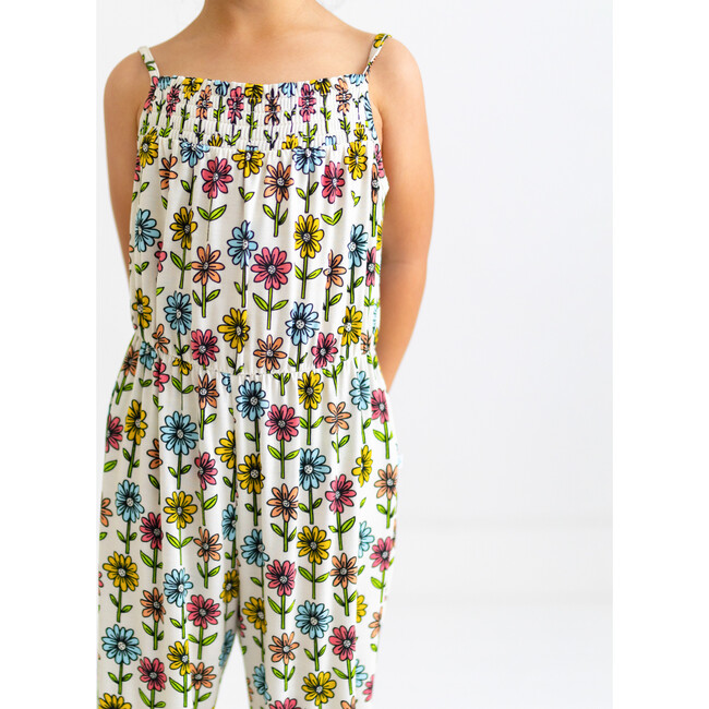 Maya Lynn Smocked Spaghetti Jumpsuit, Beige - Rompers - 3