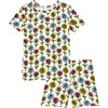 Maya Lynn Basic Short Sleeve And Short Length Pajama, Beige - Pajamas - 1 - thumbnail