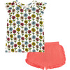 Maya Lynn Basic Ruffled Capsleeve T-Shirt And Ruffled Varsity Short, Beige - Mixed Apparel Set - 1 - thumbnail