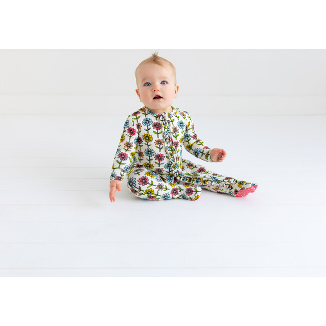Maya Lynn Footie Ruffled Zippered One-Piece, Beige - Footie Pajamas - 4