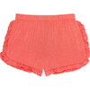 Maya Lynn Basic Ruffled Capsleeve T-Shirt And Ruffled Varsity Short, Beige - Mixed Apparel Set - 3