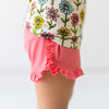Maya Lynn Basic Ruffled Capsleeve T-Shirt And Ruffled Varsity Short, Beige - Mixed Apparel Set - 4