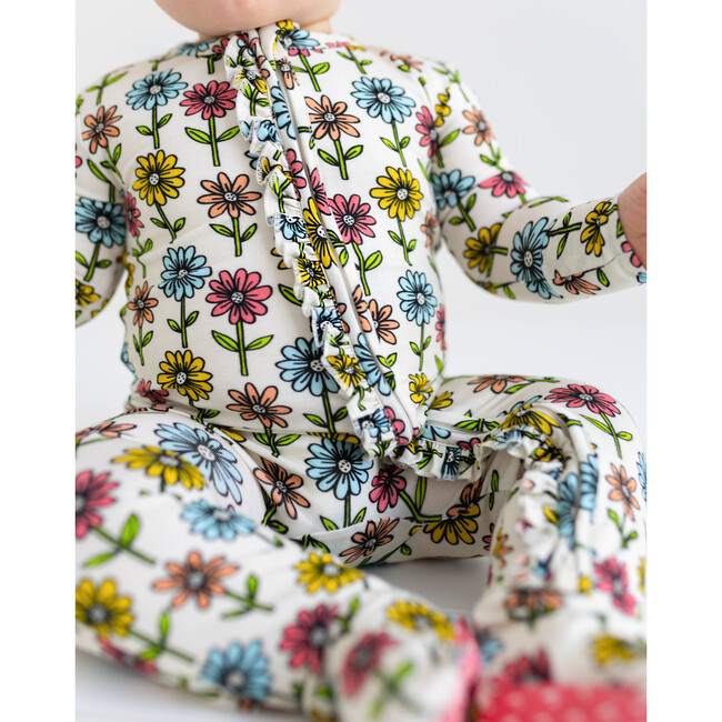 Maya Lynn Footie Ruffled Zippered One-Piece, Beige - Footie Pajamas - 5