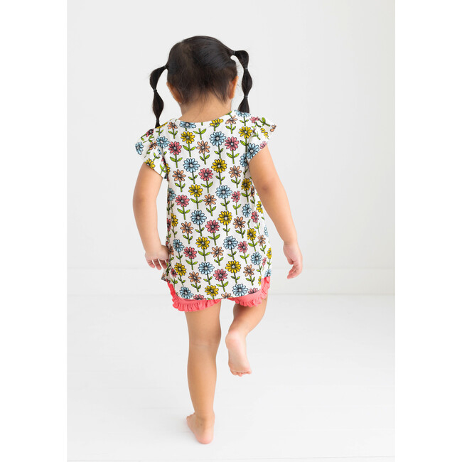 Maya Lynn Basic Ruffled Capsleeve T-Shirt And Ruffled Varsity Short, Beige - Mixed Apparel Set - 5
