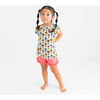 Maya Lynn Basic Ruffled Capsleeve T-Shirt And Ruffled Varsity Short, Beige - Mixed Apparel Set - 6