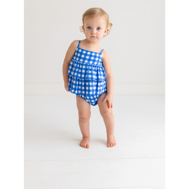 Joshua Basic Ruffled Spaghetti Romper, Dark Blue - Rompers - 4
