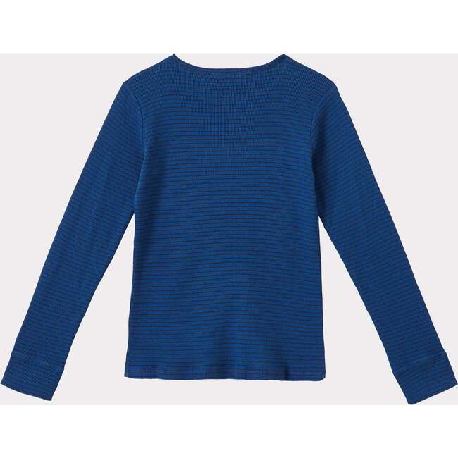 Kishon Long Cuff Sleeve Stripe T-Shirt, Charcoal And Electric Blue - Shirts - 2