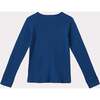 Kishon Baby Long Cuff Sleeve Stripe T-Shirt, Charcoal And Electric Blue - Shirts - 2