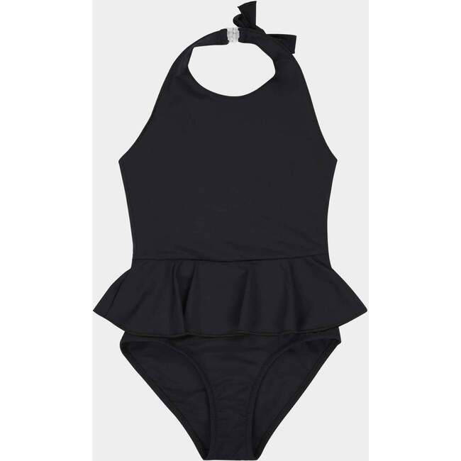 Asparagus Halter Neck Swimsuit, Black - Swim Trunks - 3