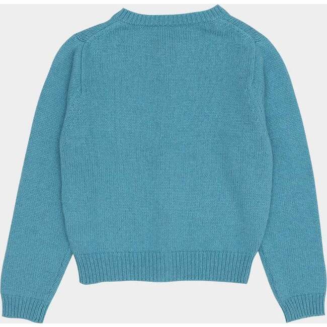 Rosa Crew Neck Button-Up Cardigan, Turquoise - Cardigans - 2