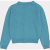Rosa Crew Neck Button-Up Cardigan, Turquoise - Cardigans - 2 - thumbnail