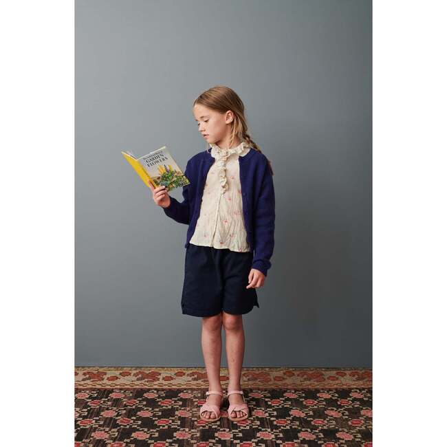 Rosa Crew Neck Button-Up Cardigan, Royal Blue - Cardigans - 2