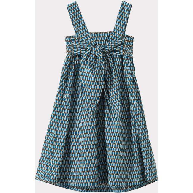 Abelia Square Neck Geo Print Dress, Blue - Dresses - 2